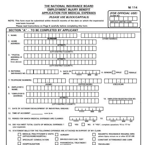 Document preview: Navigating the NI114 Form for Employment Injury Claims — Government & admin (CERFA n°NI114)