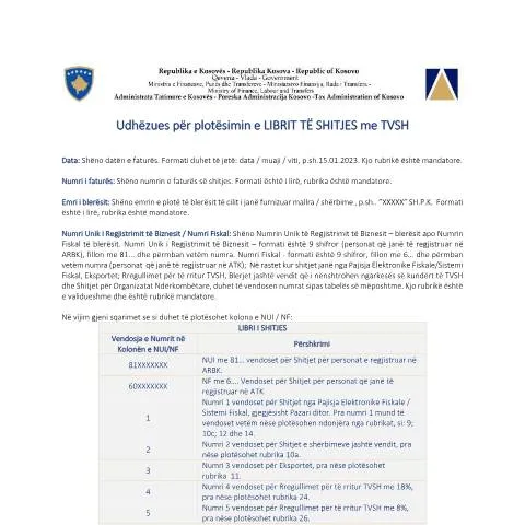 Document preview: Plotësimi i LIBRIT TË SHITJES me TVSH në Kosovë — Tatime & fiskalitet