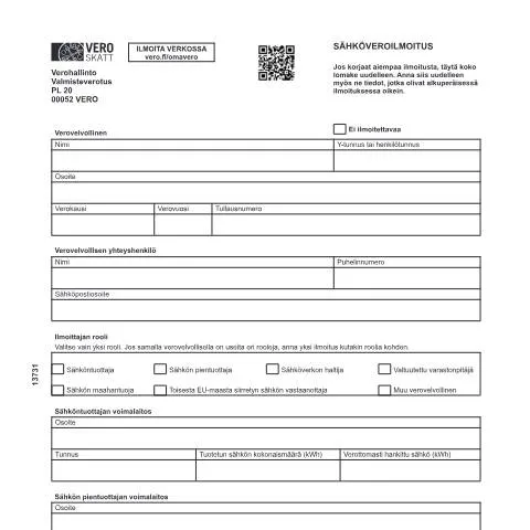 Document preview: Sähköveroilmoitus (Vero 1373) - Tietoa ja ohjeita — Verot & verotus (CERFA n°Vero 1373)