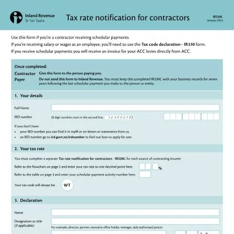 Document preview: Navigating the IR330C 2024: A Contractor's Tax Essential — Taxes (CERFA n°IR330C)