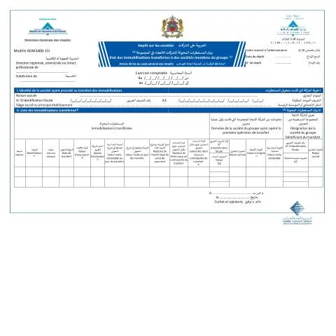 Aperçu du document État des immobilisations transférées entre sociétés du groupe — Impôts & fiscalité (CERFA n°ADM340B-25I)
