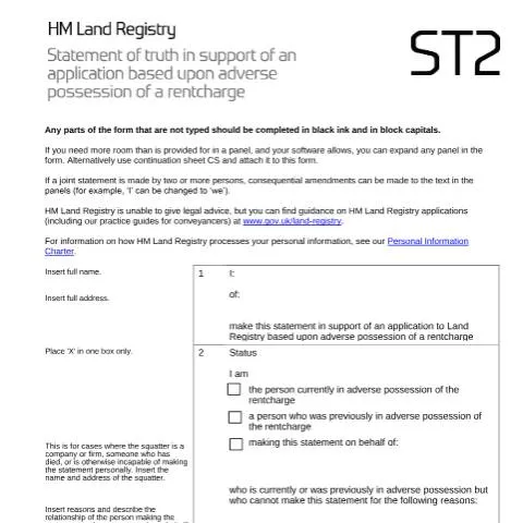 Document preview: Understanding the ST2 Statement of Truth for Rentcharge Claims — Government & admin