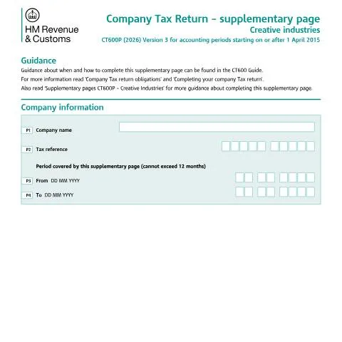 Document preview: How to Claim Creative Industries Tax Relief Using Form CT600P — Taxes