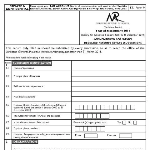 Document preview: Navigating the 2011 Return for Deceased Estates — Government & admin (ReturnSuccession2011)