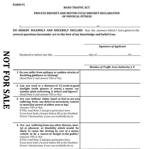 Document preview: Form F5 - Declaration of Physical Fitness for Private and Motorcycle — Health (CERFA n°form+f5)