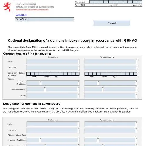Aperçu du document Comprendre le Formulaire 102 E pour le Domicile Fiscal — Démarches administratives (CERFA n°102 E)