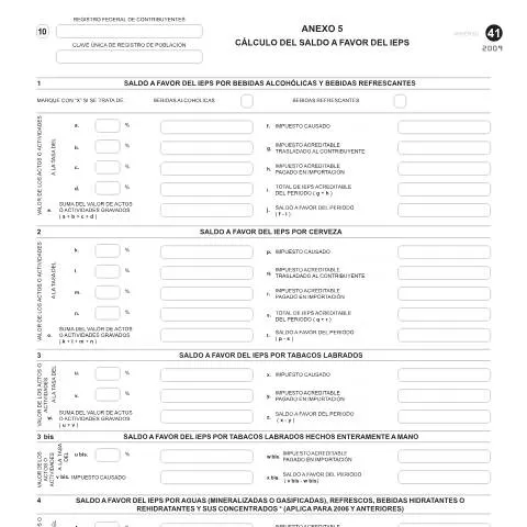 Vista previa del documento Importancia del Anexo 5 en el cálculo del IEPS — Impuestos (CERFA n°Anexo 5 de la forma oficial 41)