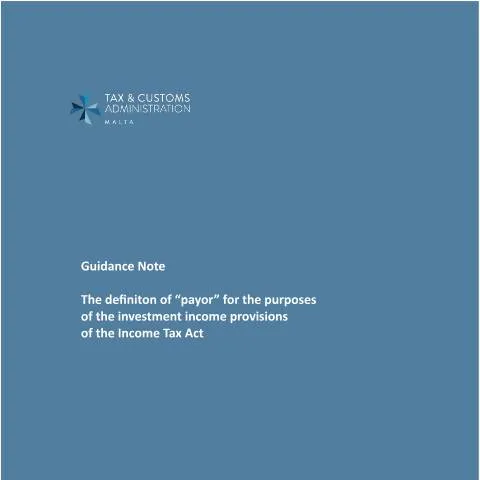 Document preview: Understanding Payors in Malta's Tax Framework — Taxes (CERFA n°mtca-gudiance-note-def-of-payors)