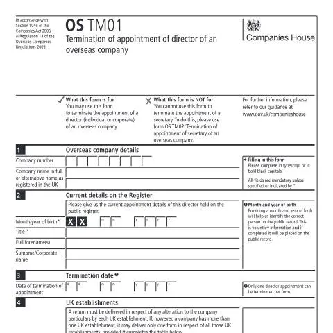 Document preview: How to Complete OS TM01: Director Termination for Overseas Companies — Business