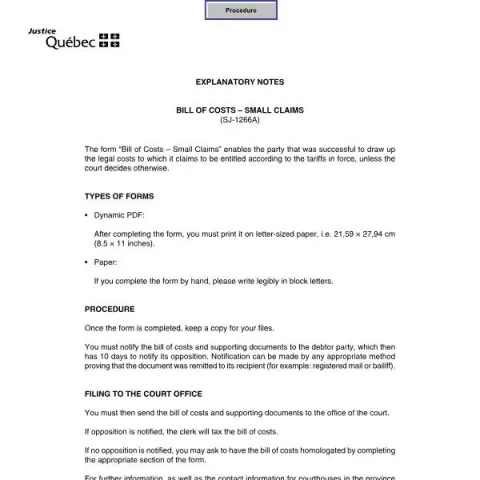 Document preview: Understanding the Small Claims Court Bill of Costs in Québec — Legal & justice (SJ-1266A)