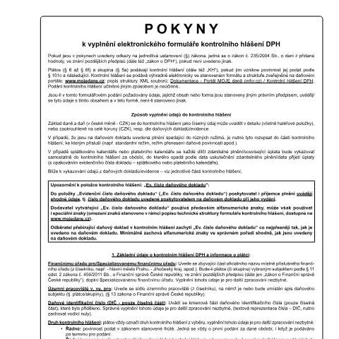 Document preview: Důležitost správného vyplnění kontrolního hlášení DPH — Daně a fiskální záležitosti (CERFA n°25 5564/1)