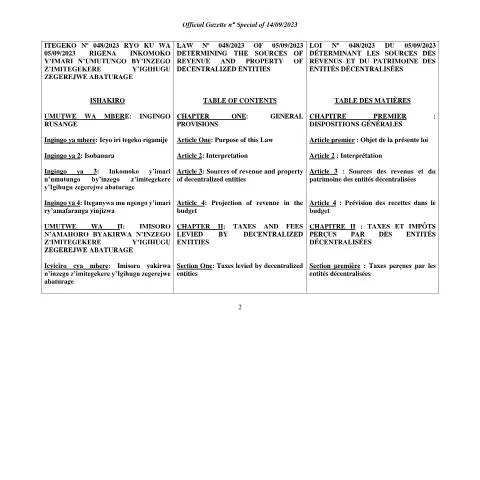 Document preview: Understanding Rwanda's Law on Revenue Sources for Decentralized — Government & admin (CERFA n°LAW_about_sources_of_revenues_for_decentralized_entities)