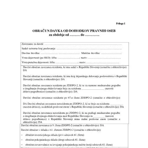 Document preview: Osnove obračuna davka od dohodkov pravnih oseb — Davki & obdavčitev (CERFA n°DOD-DDPO)