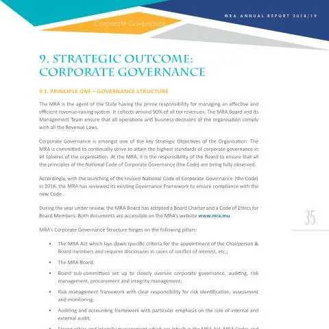 Document preview: Understanding the Importance of Corporate Governance in Mauritius — Government & admin (AR1819-9)