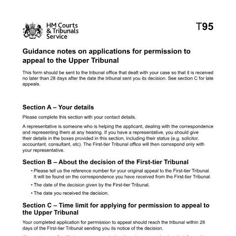 Document preview: T96 Application: Your Route to Upper Tribunal Appeals from First-tier — Legal & justice