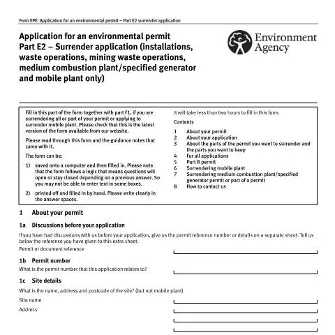 Document preview: How to Surrender Your Environmental Permit: Part E2 Application — Government & admin