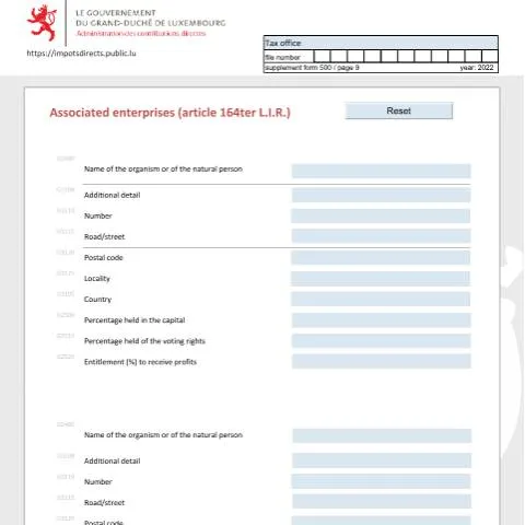 Aperçu du document Formulaire des entreprises associées (article 164ter L.I.R.) — Démarches administratives (CERFA n°ea-e)