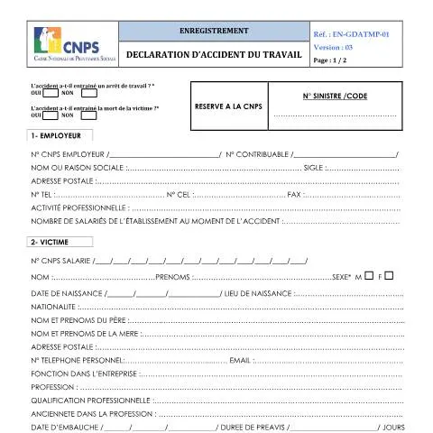 Aperçu du document Comprendre la Déclaration d'Accident du Travail en Côte d'Ivoire — Santé