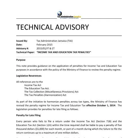 Document preview: Understanding 2015.2.IT & ET Penalties in Jamaica — Taxes (CERFA n°2015.02.it+and+ed+tax+-+Income+Tax+and+Ed+Tax+Penalty)