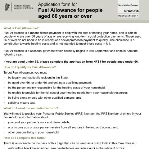 Document preview: Understanding the Fuel Allowance for Seniors Aged 66 and Over — Government & admin (CERFA n°AGED66)