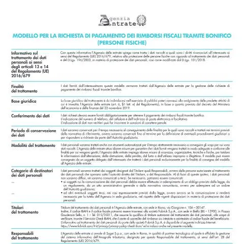 Anteprima documento Guida alla compilazione del modulo per accredito rimborsi su conto — Tasse e fisco