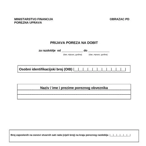 Document preview: Osnove ispunjavanja Obrazca PD za porez na dobit — Porezi i fiskalnost (CERFA n°PD_Prijava poreza na dobit_25)