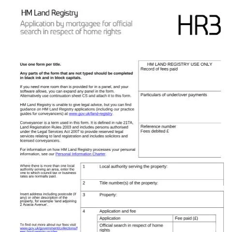 Document preview: Understanding the HR3 Form in Property Transactions — Housing