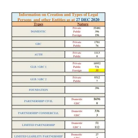 Document preview: Comprehensive Overview of Mauritius Legal Entities as of 27 Dec 2020 — Government & admin (Stats-as-at-27-Dec-2020)