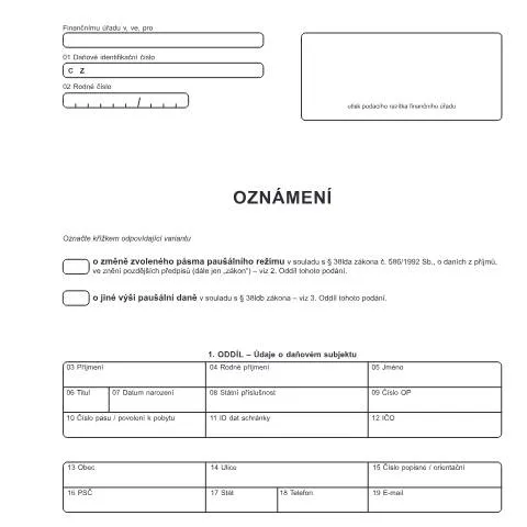 Document preview: Jak správně vyplnit Oznámení o změně paušálního režimu? — Daně a fiskální záležitosti (CERFA n°25 5260)