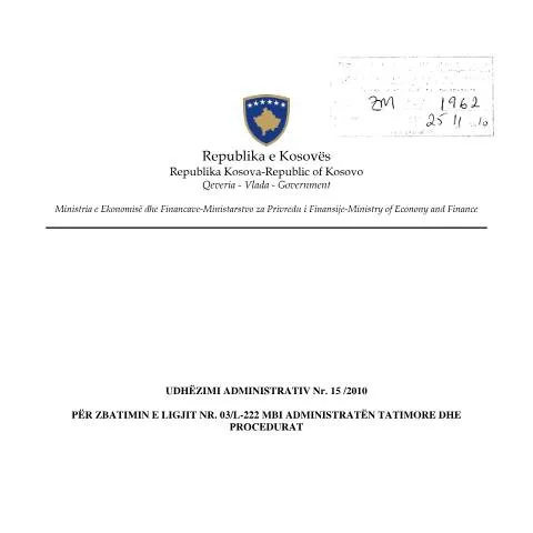 Document preview: Rëndësia e Udhëzimit Administrativ Nr. 15/2010 — Tatime & fiskalitet