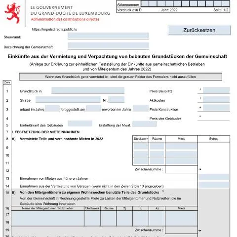 Aperçu du document Comprendre le formulaire 210 D pour la location immobilière — Impôts & fiscalité (CERFA n°210 D)