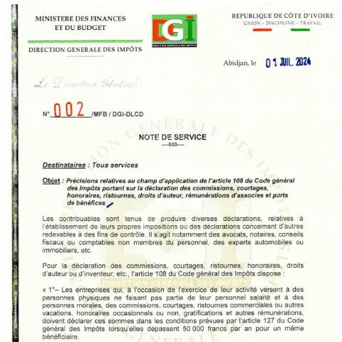 Aperçu du document Comprendre la Note de Service 0002 0001 pour les Contribuables — Démarches administratives