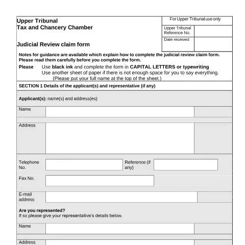 Document preview: Understanding the JR1 Form for Judicial Review in the Upper Tribunal — Legal & justice