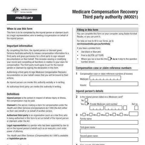 Document preview: Navigating the MO021 Form for Medicare Compensation Recovery — Health (CERFA n°MO021)