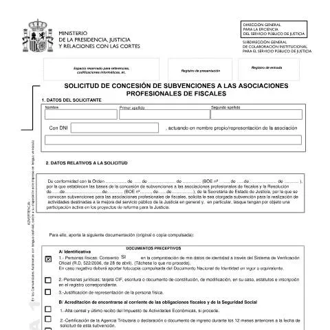 Vista previa del documento Apoyo Financiero a Asociaciones de Fiscales en España — Trámites administrativos