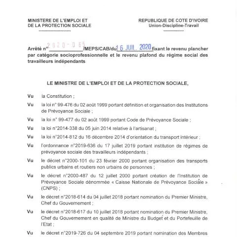 Aperçu du document Arrêté du 16 juillet 2020 : revenu plancher RSTI pour les indépendants — Démarches administratives