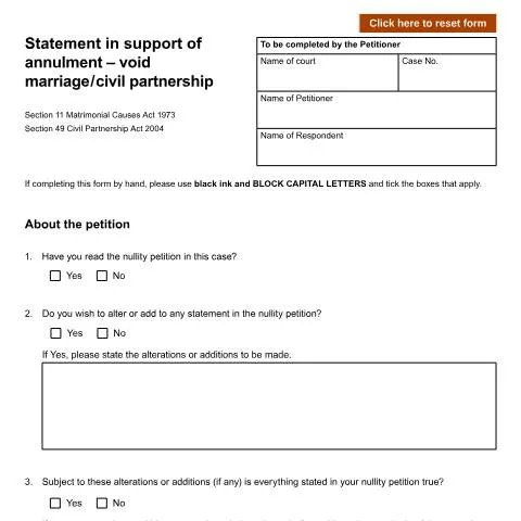 Document preview: Form D80F: Filing Your Statement for Void Marriage Annulment — Legal & justice