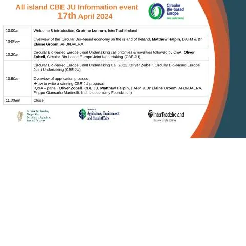 Document preview: Ireland Circular Bio-based Europe Joint Undertaking Information Event — Government & admin