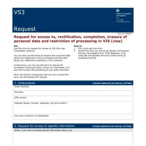 Document preview: Forstå VS3-formularen og dens betydning for dine data — Immigration & visa (CERFA n°VS3)