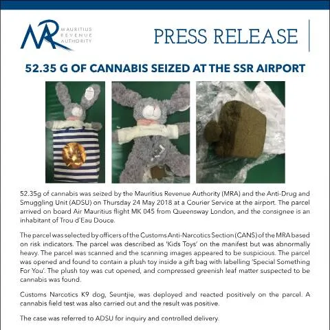 Document preview: Significant Drug Seizure at Sir Seewoosagur Ramgoolam Airport — Government & admin (PressRelease240518)