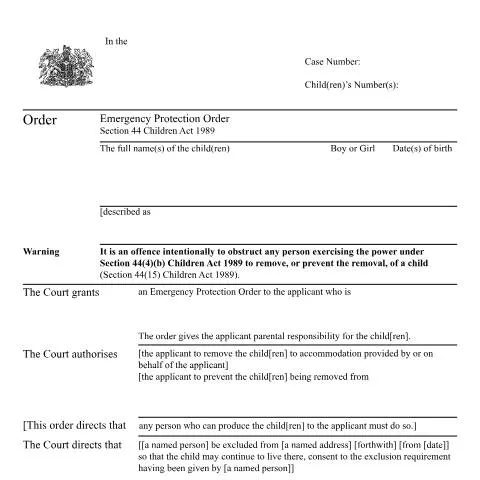 Document preview: Understanding Emergency Protection Orders under Section 44 Children — Legal & justice