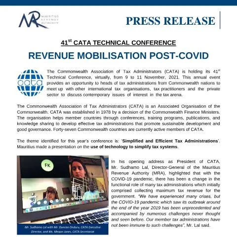 Document preview: Key Insights from the 41st CATA Technical Conference on Revenue — Taxes (CERFA n°PressReleaseCATA111121)