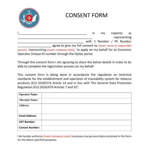 Document preview: Navigating Tobacco Manufacturing and Importing Regulations in Malta — Customs & trade (CERFA n°consent-form-for-eos)