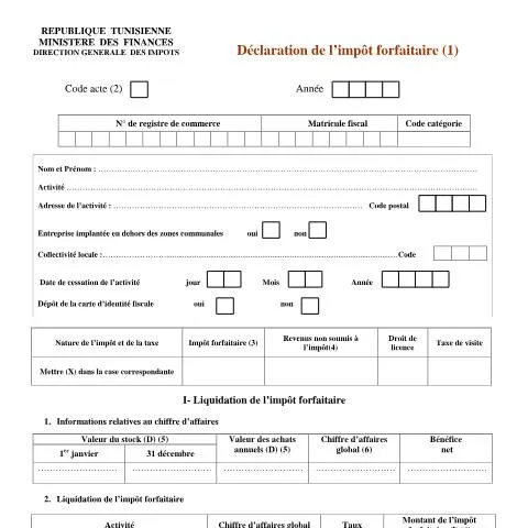 Aperçu du document Importance de la Déclaration de l'Impôt Forfaitaire en Tunisie — Démarches administratives