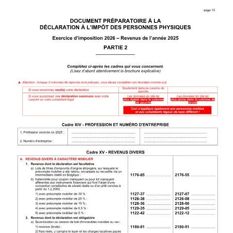 Aperçu du document Comprendre le Document préparatoire partie 2 2026 pour votre — Démarches administratives (CERFA n°doc-preparatoire-partie-2-2026)