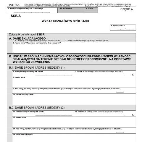 Document preview: Znaczenie formularza SSE-A w polskim systemie podatkowym — Podatki i fiskalność (CERFA n°SSE-A)