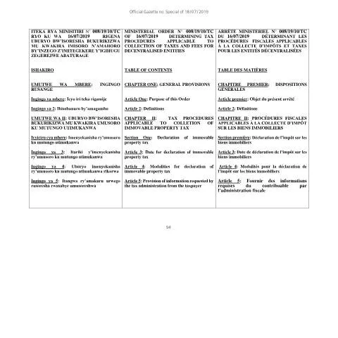 Document preview: Understanding Rwanda's Ministerial Tax Procedures Order — Taxes (CERFA n°ministerial_order_determining_tax_procedures_applicable_to_collection)