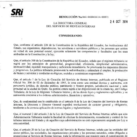 Vista previa del documento Normas del IVA en Ecuador 2014 — Impuestos (CERFA n°NAC-DGERCGC14-00871-+24-oct-2014[1])