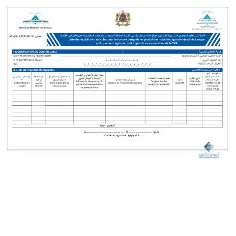 Aperçu du document Liste des exploitants agricoles pour exonération TVA — Impôts & fiscalité (CERFA n°AAC414B-23I)
