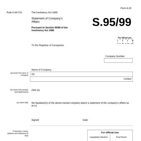 Document preview: Key Insights on the Statement of Company's Affairs Form 4.20 — Government & admin